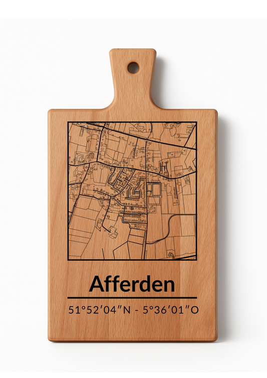 Borrelplank Rechthoek dorp Maas en Waal - Gepersonaliseerde beukenhouten Serveerplank