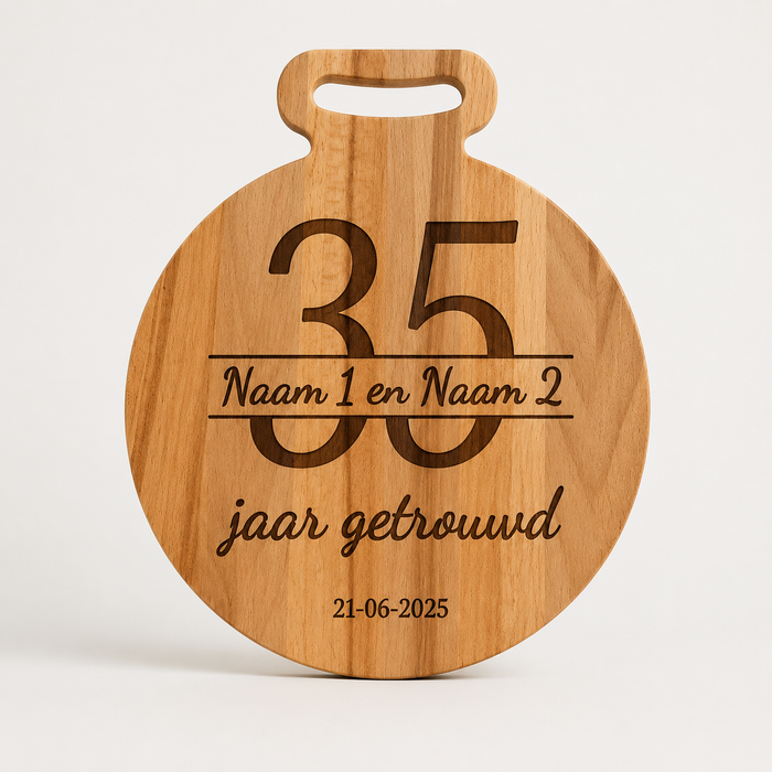 35 Jaar Getrouwd cadeau | Gegraveerde Borrelplank