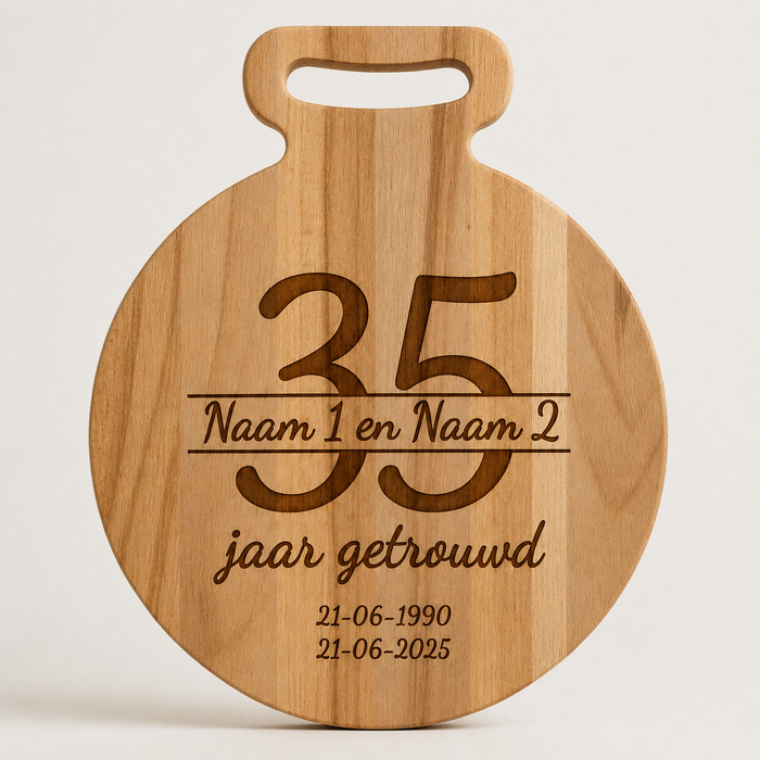35 Jaar Getrouwd cadeau | Gegraveerde Borrelplank