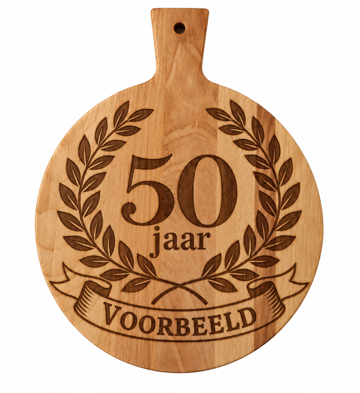 Ronde borrelplank met leeftijd en naam | Verjaardagscadeau