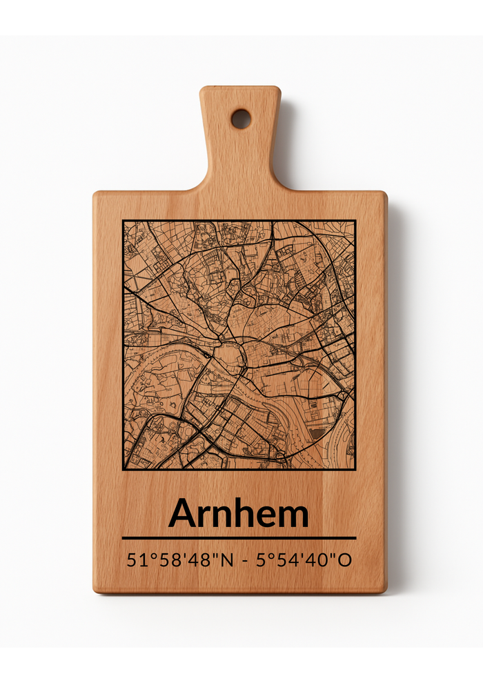 Borrelplank Arnhem met stadsgravure - Gepersonaliseerd Cadeau - Serveerplank Rechthoek