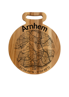 Ronde borrelplank Arnhem met stadsgravure - Gepersonaliseerd cadeau