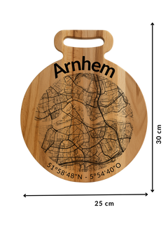 Ronde borrelplank Arnhem met stadsgravure - Gepersonaliseerd cadeau
