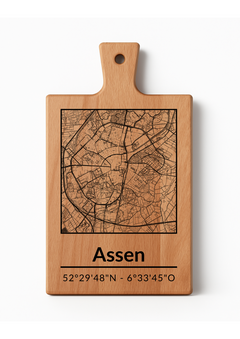 Borrelplank Assen met stadsgravure - Gepersonaliseerd Cadeau - Serveerplank Rechthoek