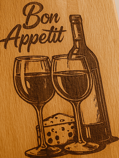 Snijplank 'Bon Appetit' – Borrelplank van Beukenhout met Gravure – Oakman Objects