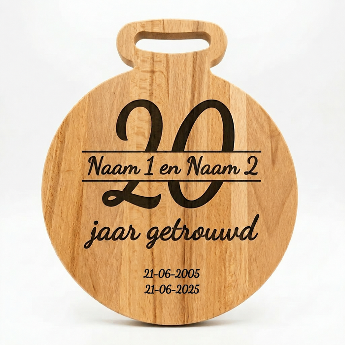 20 Jaar Getrouwd Cadeau - Gegraveerde Borrelplank