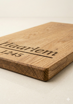 Borrelplank Haarlem met Stadsnaam en Stadsoprichting - Gepersonaliseerd cadeau