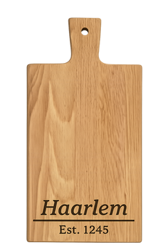 Borrelplank Haarlem met Stadsnaam en Stadsoprichting - Gepersonaliseerd cadeau