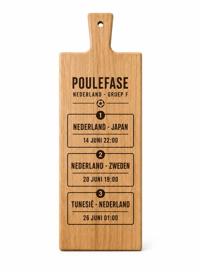 Borrelplank WK 2026 poulefase Nederland Groep F | Voetbalcadeau
