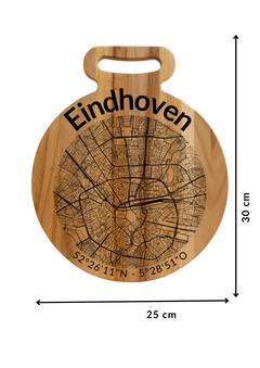 Ronde borrelplank Eindhoven met stadsgravure - Gepersonaliseerd cadeau