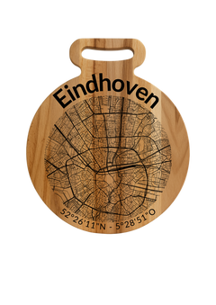 Ronde borrelplank Eindhoven met stadsgravure - Gepersonaliseerd cadeau