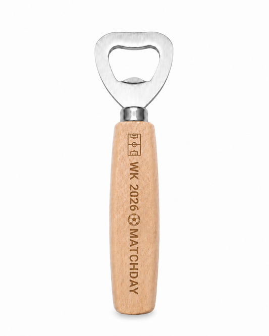 Houten flessenopener WK 2026 Matchday | Cadeau voor voetbalfans