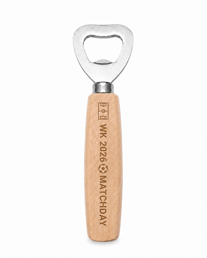 Houten flessenopener WK 2026 Matchday | Cadeau voor voetbalfans