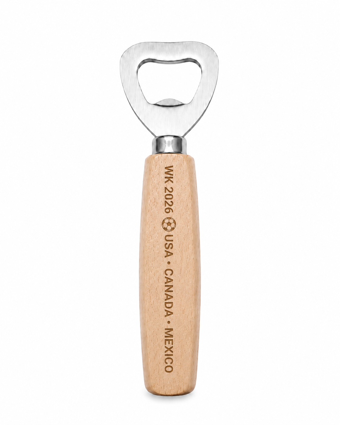 Houten flessenopener WK 2026 USA Canada Mexico | Voetbalcadeau
