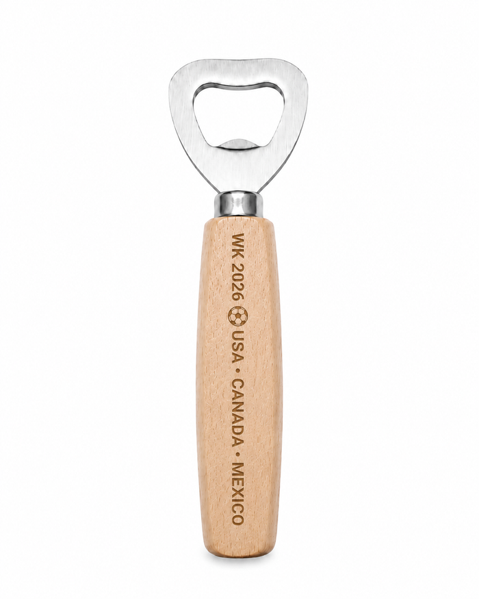 Houten flessenopener WK 2026 USA Canada Mexico | Voetbalcadeau