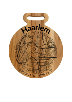 Ronde borrelplank Haarlem met stadsgravure - Gepersonaliseerd cadeau