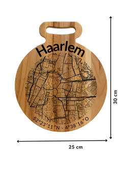 Ronde borrelplank Haarlem met stadsgravure - Gepersonaliseerd cadeau