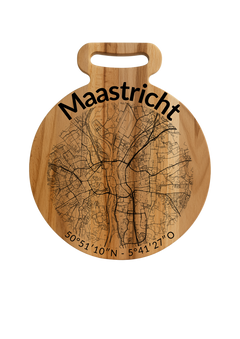 Ronde borrelplank Maastricht met stadsgravure - Gepersonaliseerd cadeau
