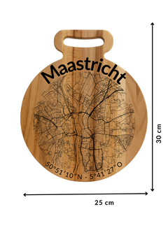 Ronde borrelplank Maastricht met stadsgravure - Gepersonaliseerd cadeau