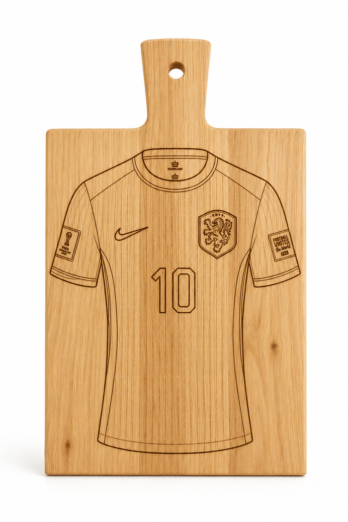 Voetbalshirt borrelplank Nederland 10 - Gegraveerd voetbal cadeau