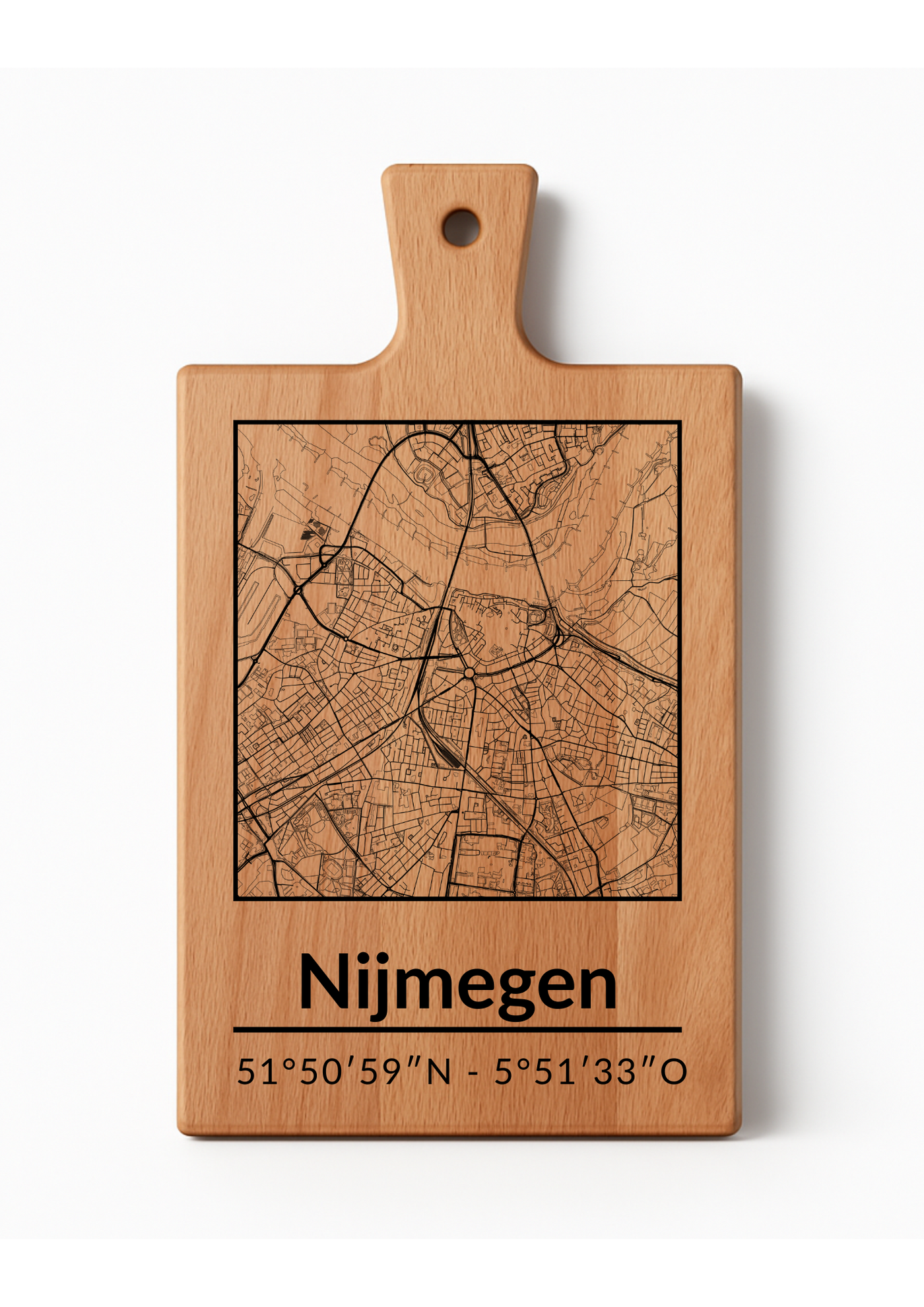 Borrelplank Nijmegen met stadsgravure - Gepersonaliseerd Cadeau - Serveerplank Rechthoek