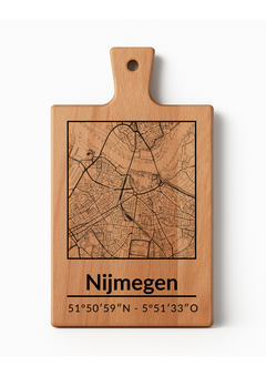 Borrelplank Nijmegen met stadsgravure - Gepersonaliseerd Cadeau - Serveerplank Rechthoek