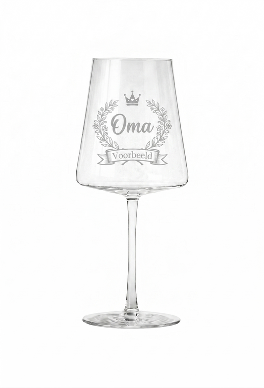 Gegraveerd wijnglas oma detail gravure - gepersonaliseerd moederdagcadeau