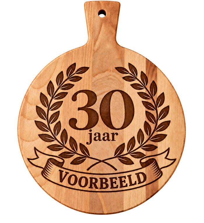 Ronde borrelplank 30 jaar met naam | Persoonlijk cadeau