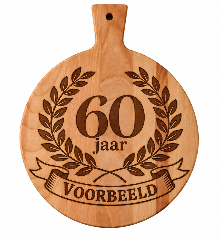 Ronde borrelplank 60 jaar met naam | Persoonlijk cadeau