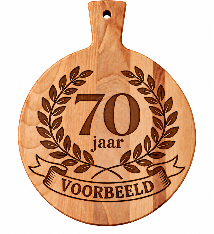Ronde borrelplank 70 jaar met naam | Persoonlijk cadeau