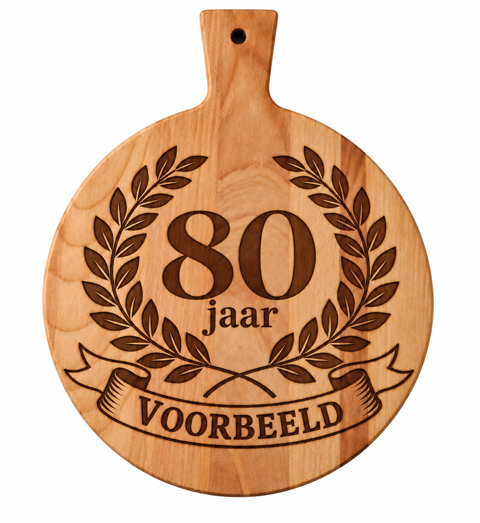 Ronde borrelplank 80 jaar met naam | Persoonlijk cadeau