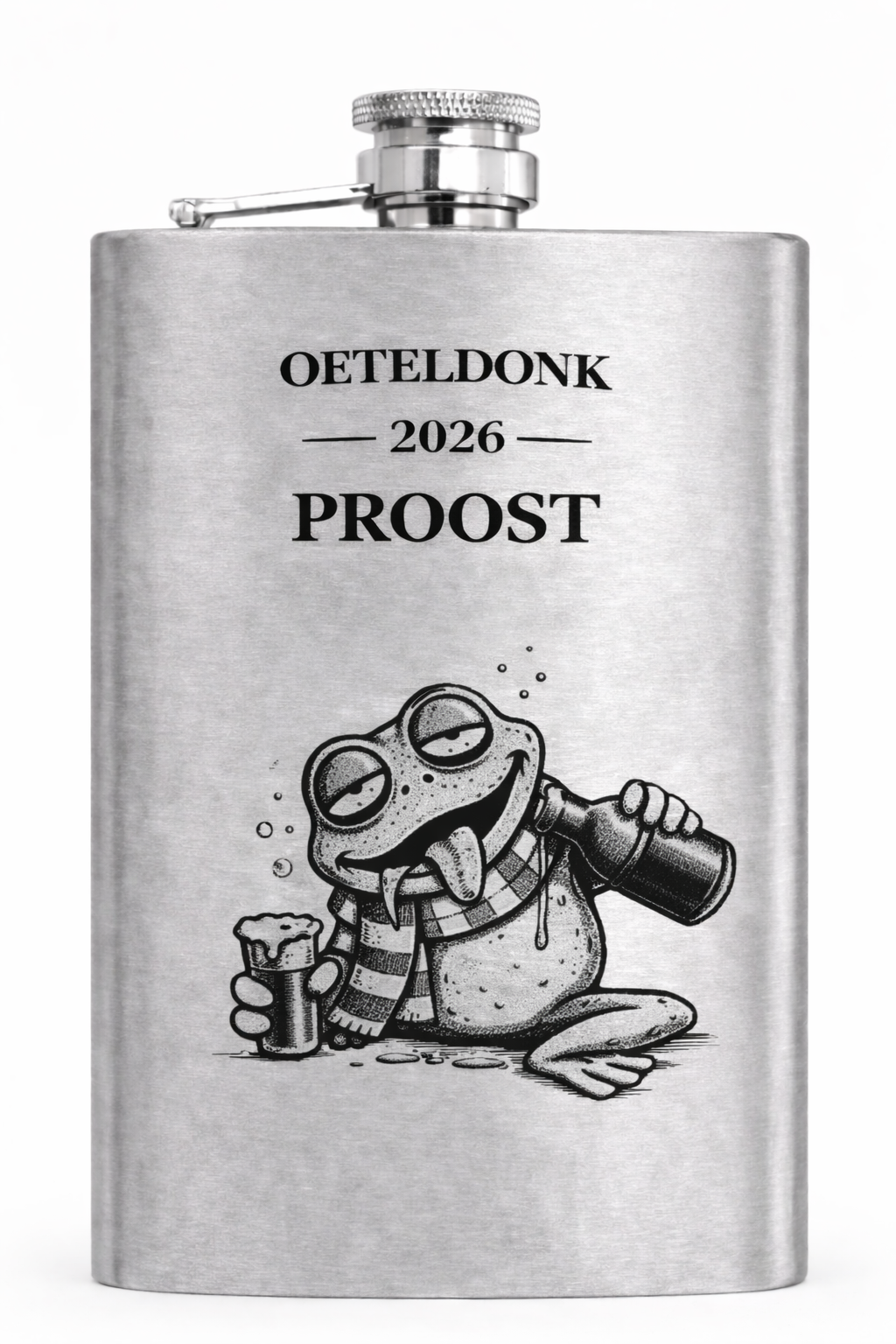 Gegraveerde veldfles Oeteldonk - Oeteldonk en kikker - 235 ml
