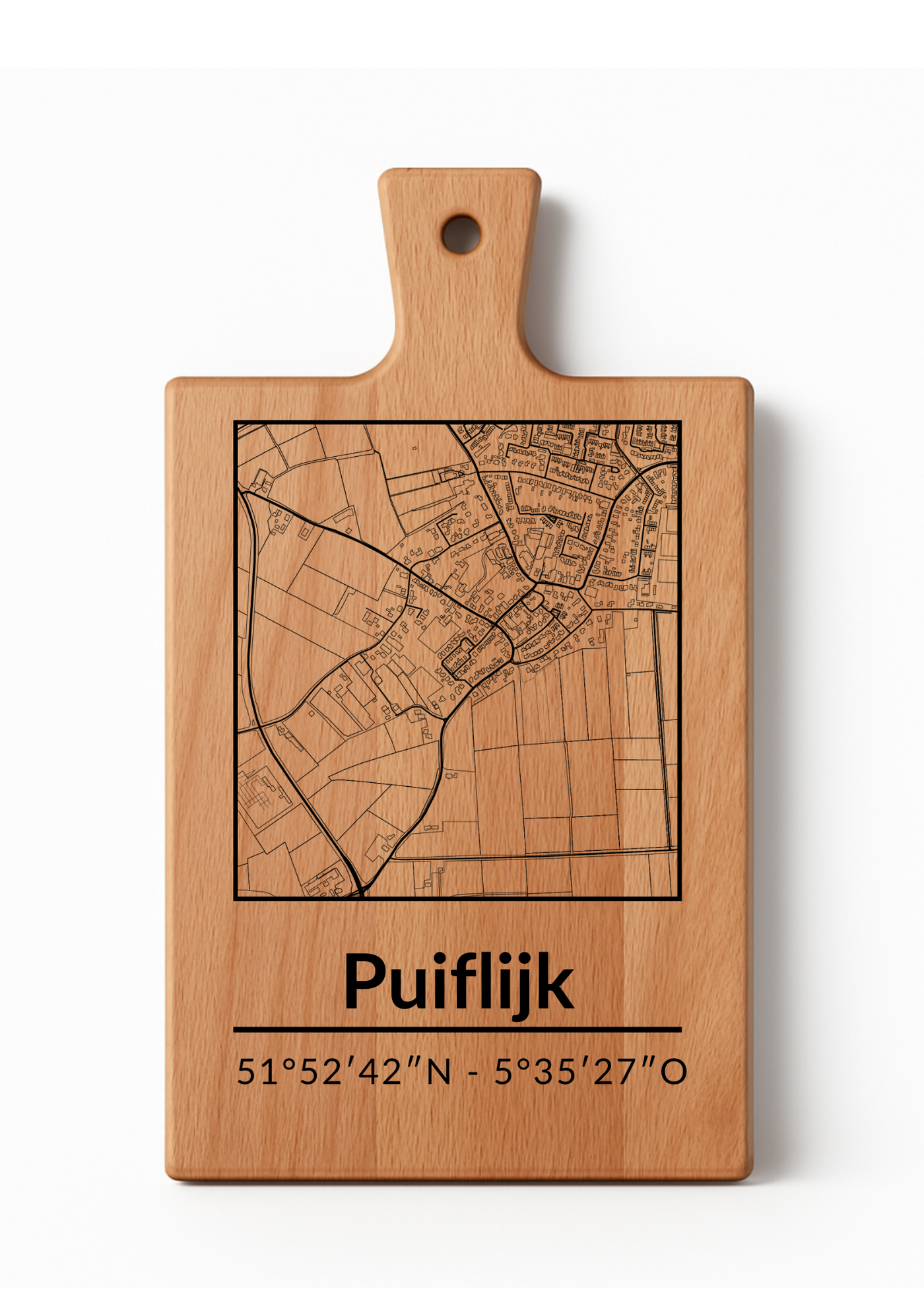 Borrelplank Puiflijk met dorpsgravure - Gepersonaliseerd cadeau