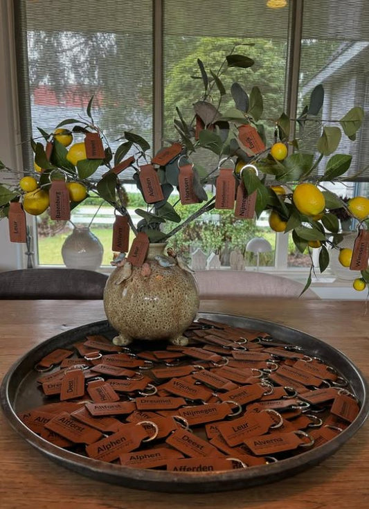 Leren Sleutelhanger Maas en Waal - Handgemaakte Luxe Sleutelhanger van Leer