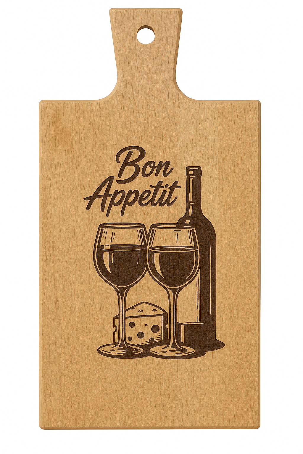 Snijplank 'Bon Appetit' – Borrelplank van Beukenhout met Gravure – Oakman Objects