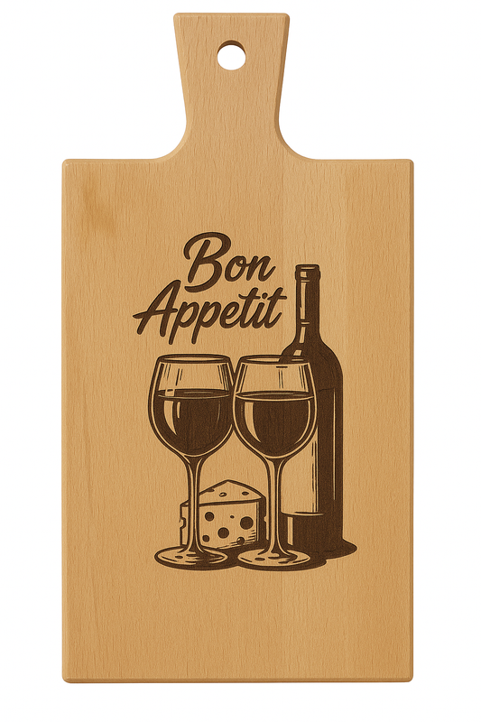 Snijplank 'Bon Appetit' – Borrelplank van Beukenhout met Gravure – Oakman Objects