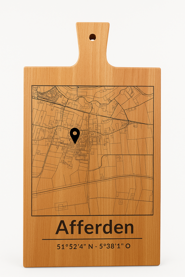 Borrelplank met stadsgravure naar keuze - Gepersonaliseerd cadeau