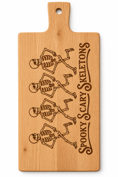 Borrelplank met dansende skeletten | Gegraveerd Halloweencadeau