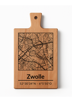 Borrelplank Zwolle met stadsgravure - Gepersonaliseerd Cadeau - Serveerplank Rechthoek