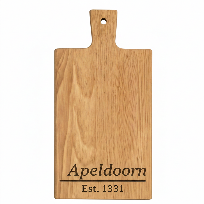 Borrelplank Apeldoorn met Stadsnaam en Stadsoprichting - Gepersonaliseerd cadeau