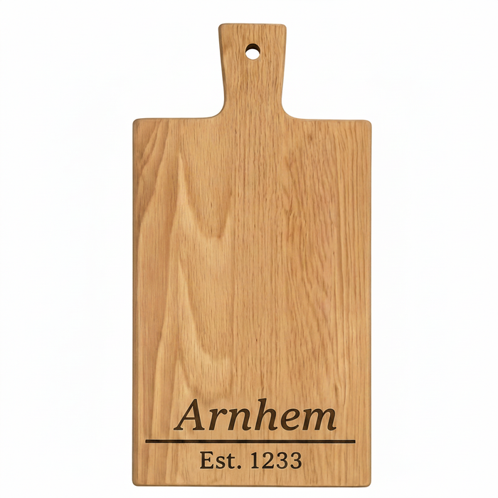 Borrelplank Arnhem met Stadsnaam en Stadsoprichting - Gepersonaliseerd cadeau