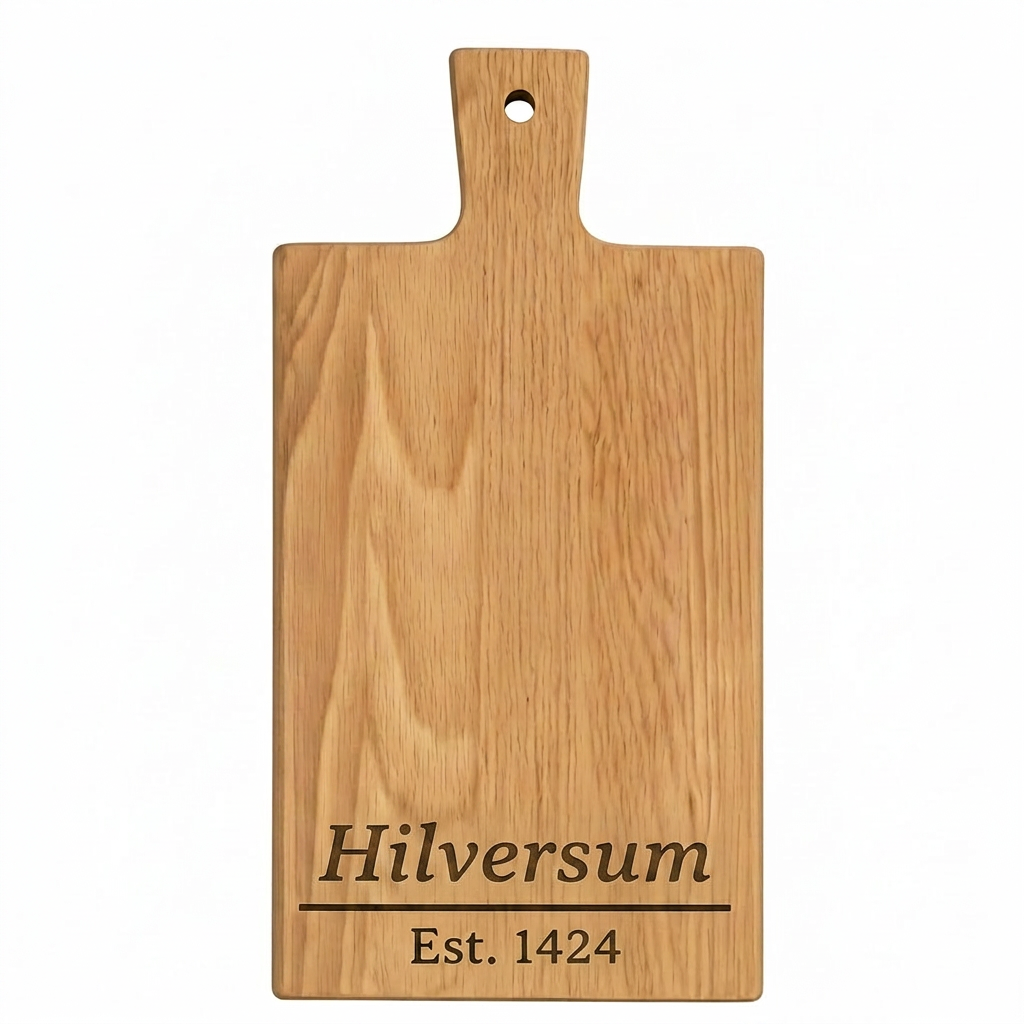 Borrelplank Hilversum met Stadsnaam en Stadsoprichting - Gepersonaliseerd cadeau