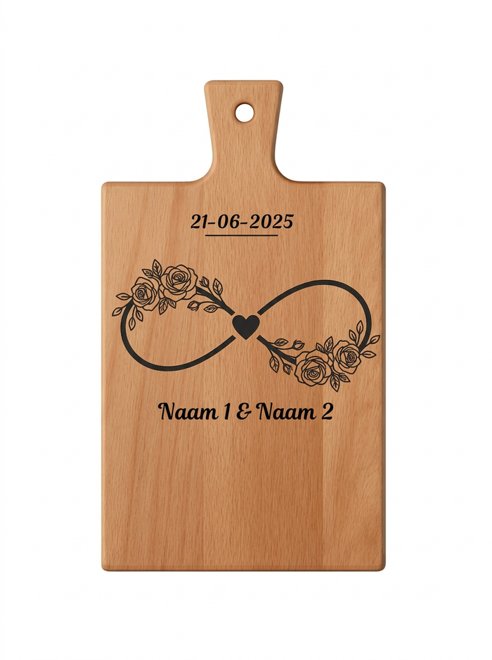 Gepersonaliseerde borrelplank met infinity gravure - Trouwcadeau