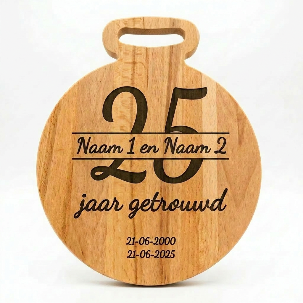 25 Jaar Getrouwd Cadeau - Zilveren Jubileum Borrelplank