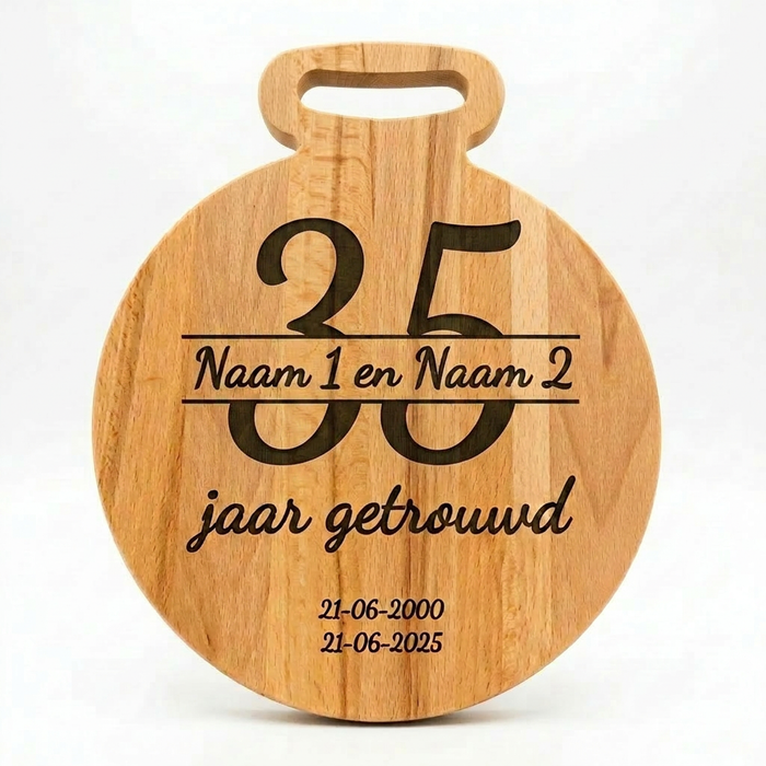 35 Jaar Getrouwd Cadeau - Gegraveerde Borrelplank