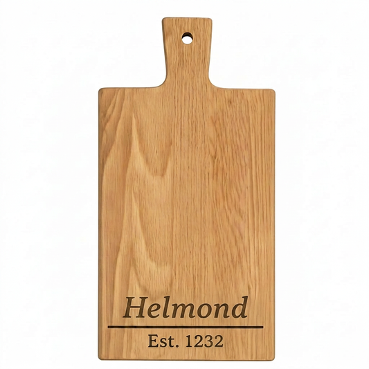 Borrelplank Helmond met stadsgravure op witte achtergrond