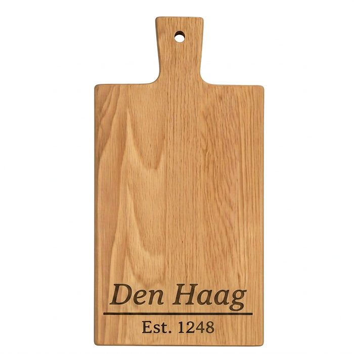 Borrelplank Den Haag met Stadsnaam en Stadsoprichting - Gepersonaliseerd cadeau