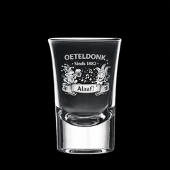 Gegraveerd shotglas Oeteldonk 1882 Alaaf - Set van 4