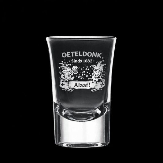 Gegraveerd shotglas Oeteldonk 1882 Alaaf - set van 4 stuks carnaval