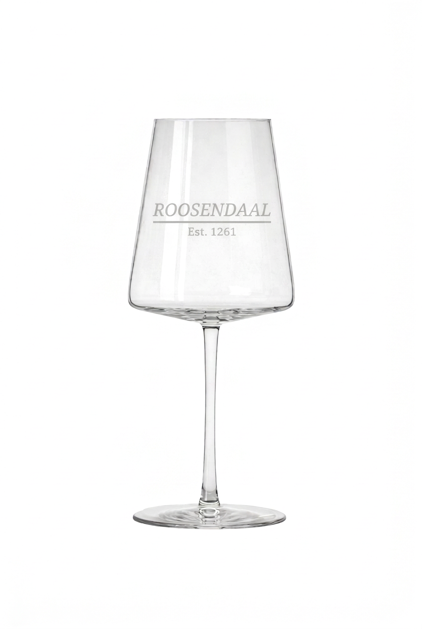 Gegraveerd wijnglas Roosendaal met Stadsnaam en Stadsoprichting - Gepersonaliseerd cadeau